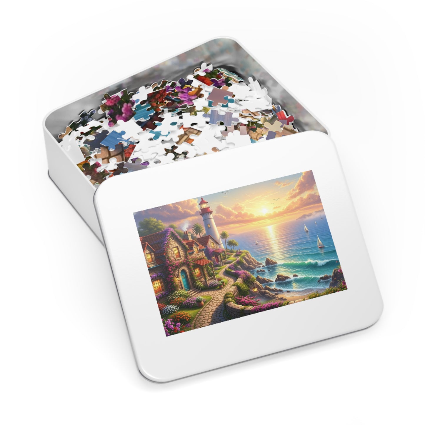 Coastal Lighthouse Sunset Jigsaw Puzzle